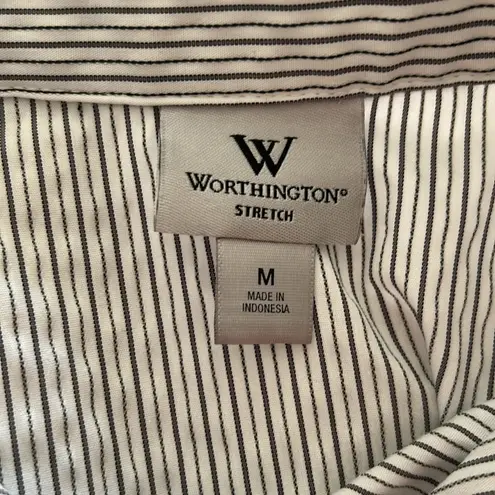 Worthington Striped long sleeve collared button down pleated sleeve shirt