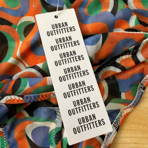 Solid & Striped Iris Printed Side Tie Mesh Bikini Bottom in Optic Swirl - Large