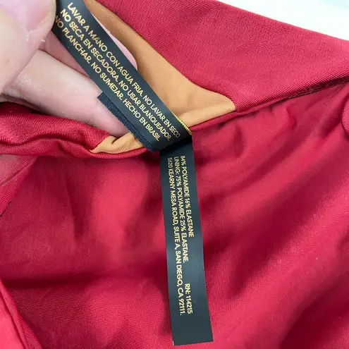 VIX BY PAULA HERMANNY Bikini Bottom String Maroon Burgundy Gold Colorblock XS Red