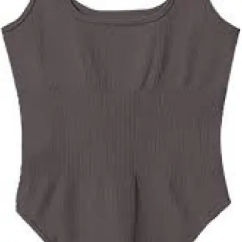 Ribbed Sleeveless Stretch Fit Bodysuit Black Size XXL