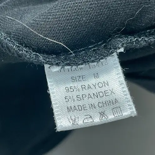 Bear Dance Bear Dance T-Shirt Sheer Panel V-Neck Mock Neck Short Sleeves Size Medium Black