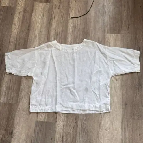 J Jill Pure Jill Love Linen Lagenlook Relaxed Linen Popover Top XS Oversized White