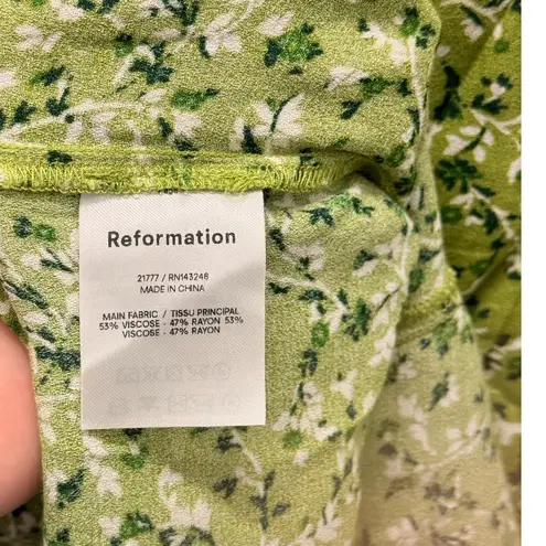Reformation  Noha Dress in Samantha Green Floral Mini Dress US 6 Spring Summer