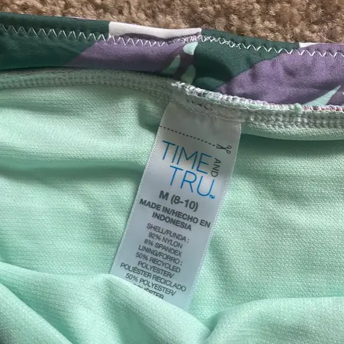 Time and Tru Mint Green Bikini Bottom floral bikini size large/medium swim wear Purple