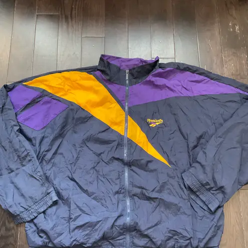 Reebok Vintage Men’s 90’s  Blue, Purple, & Gold Track Windbreaker Jacket Size XL