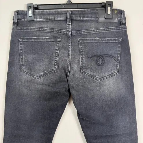 R13 Biker Boy Distressed Skinny Denim Jeans Women's 28 Gino Black Raw Hem NWOT