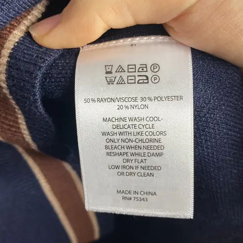 House of Harlow 1960 navy stripe accent plush poncho sweater