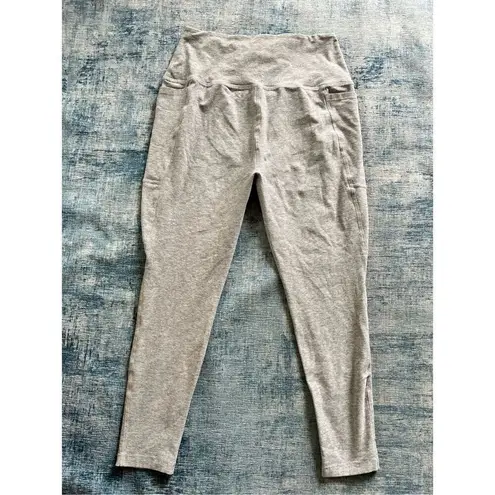 Beyond Yoga X Peloton Light Heathered Gray Purple Cropped High Rise Leggings M