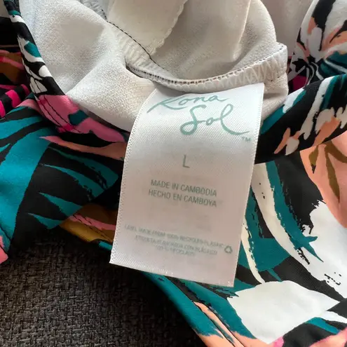 Kona Sol  Women's Multicolor Twist Back One Piece Swimsuit - Size Large - NWT