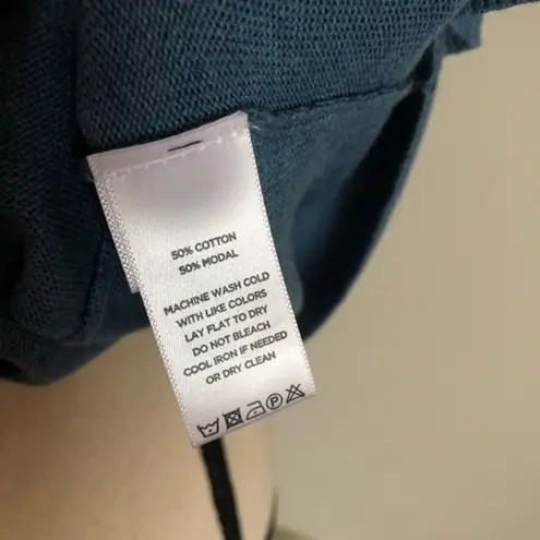 Lilla P Hooded Short Sleeve Blue Pullover Size S