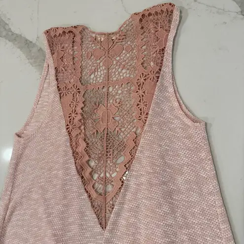 Living Doll Open Front Embroidered Sleeveless Duster Cardigan Womens Medium Pink