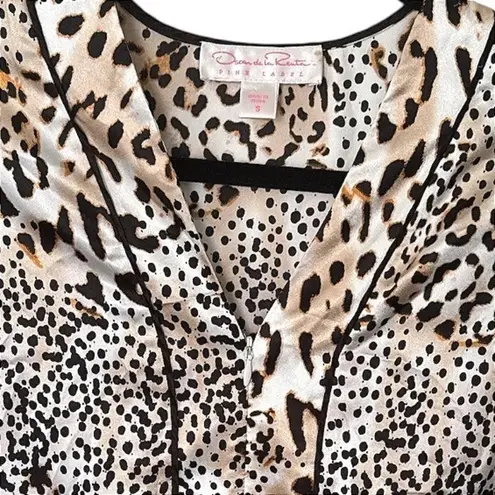 Oscar de la Renta Pink Label 90's Vintage Caftan Dress Animal Print Loungewear S