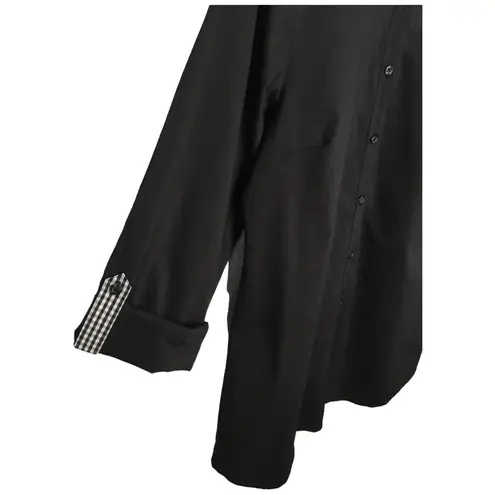 Zac and Rachel New Buffalo Plaid Contrast Long Tab Sleeve Button Down Tunic L