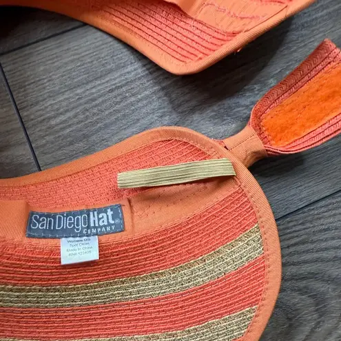 San Diego Hat Company Roll Up Visor Women's One Size Striped Orange Bow Closure