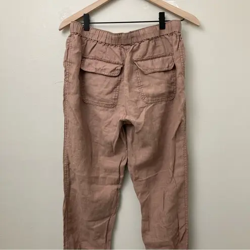 Cynthia Rowley  100% Linen Brown/Tan Lounge Drawstring Joggers Size Medium