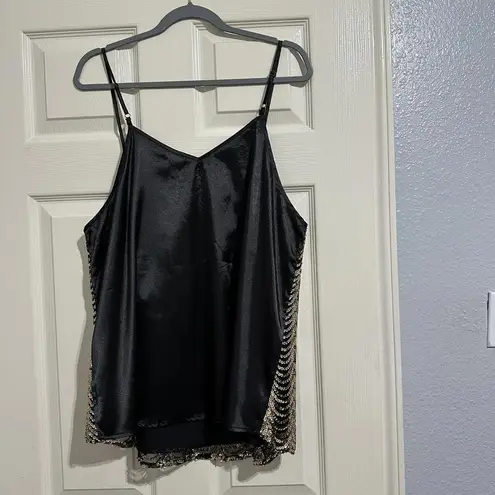 Andree by Unit Gold Sequin Black Sleeveless Tank For Party Sz 1X NWT $51