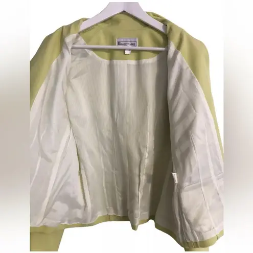 Vintage Elliott Lauren Button Up Blazer Chartreuse Green Lined USA Career Size 4