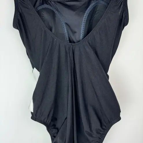 Longitude Black White Twist Swimsuit Sz 12 One Piece Colorblock