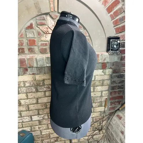 Sag Harbor sweater short sleeve lace black square neck