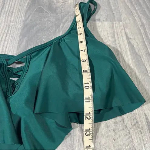 No Brand, Women's Emerald Green Ruffle Swim Top; Large