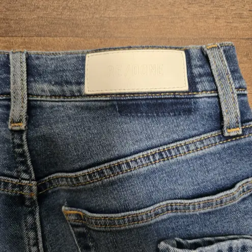 RE/DONE Womens Jeans 90s High Rise Ankle Crop Bright Faded Blue Button Fly 27