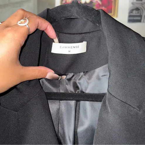 Commense Black Collar Pocket Blazer Coat Size M