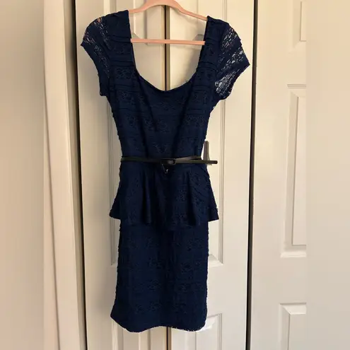 Love Reign Navy Blue Lace Midi Dress