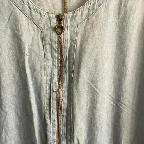 💥Vintage Vibe Denim Jumper Zip Up Dress L Blue Size L