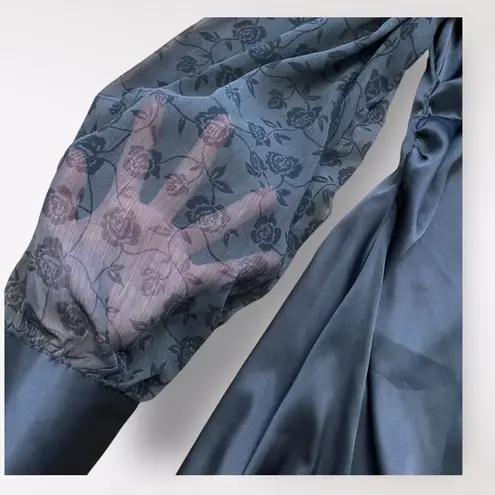 Danielle Bernstein Puff Sleeve Mini Dress Size 10 Black Grunge Satin