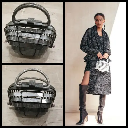 Cult Gaia 💕💕 Lillith Bag ~ Acrylic Mini Top Handle Bag Collapsible Gray Marble