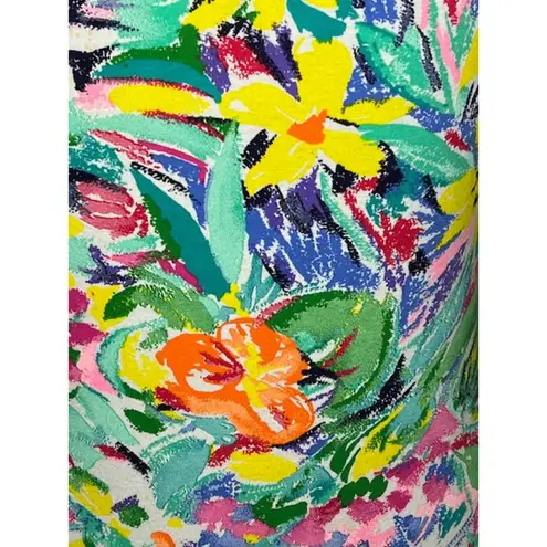 Jantzen one piece swimsuit floral high cut green yellow orange bright