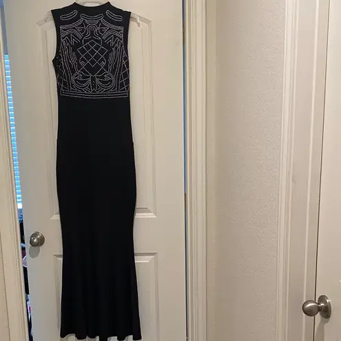 Sophisticated Navy Sleeveless Gown Black Size L