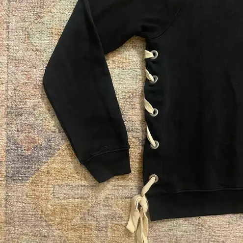 Sincerely Jules Side Lace Up Crewneck Sweatshirt in Black