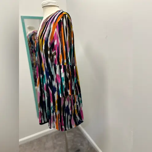 Colorful Patterned Mini Dress Black Size XL