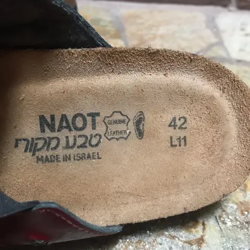 Naot Ashley Rhinestone slide sandals leather burgundy patent 42 11 Red