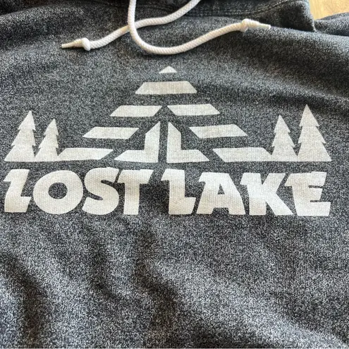 Lost Lake Graphic Hoodie Pullover Sweatshirt Gray Size Large