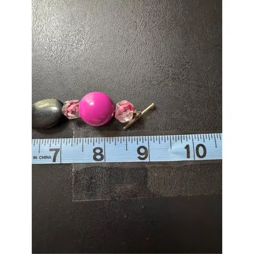 Women's Chunky Pink & Black Round Stretchy Slip On Beaded Bracelet Feminine Glam