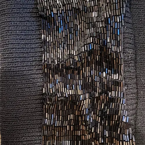 St. John Vintage Black Beaded Santana Knit Jacket Cardigan sz Small