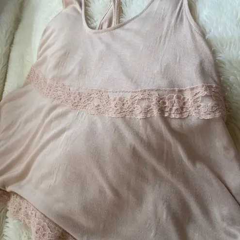 Pink Lace Loose Tank Top Pink Size M