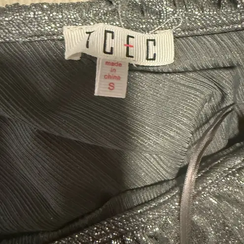 TCEC Silver Sequin Asymmetrical Blouse