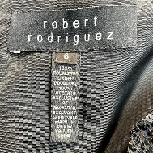 Robert Rodriguez Dress Womens 6 Black Sequin Mini Shift Short Sleeve Cocktail