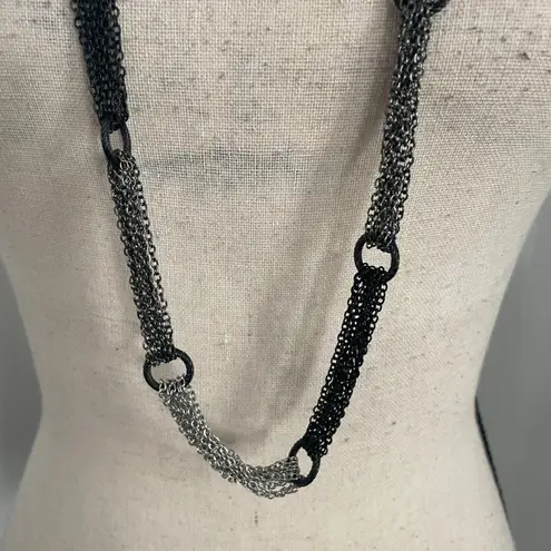 Long Chain Necklace Black Silver Links Statement Necklace Y2K Chunky Whimsy Goth