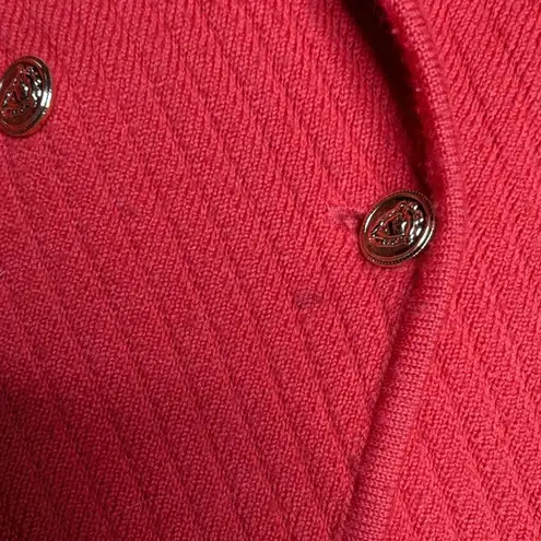Vtg 1980s Arthur Kohler Red Ribbed Thick Knit Double Breasted Sweater Jacket 16