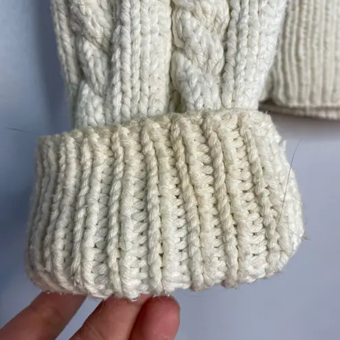 Sarah Windsor VTG chunky cable knit wide neck cotton jumper pullover sweater OS