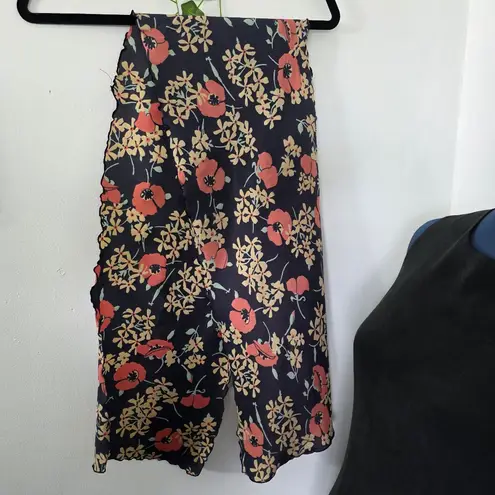 Vintage Navy Blue with Flowers Neck Scarf Orange