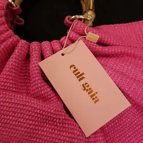 Cult Gaia ππ Banu Mini Tote Bag Raffia Half Moon ~ Qajar Rose Pink NWT