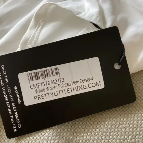 Pretty Little Thing White strapless pointed hem corset size 4 - Image 6