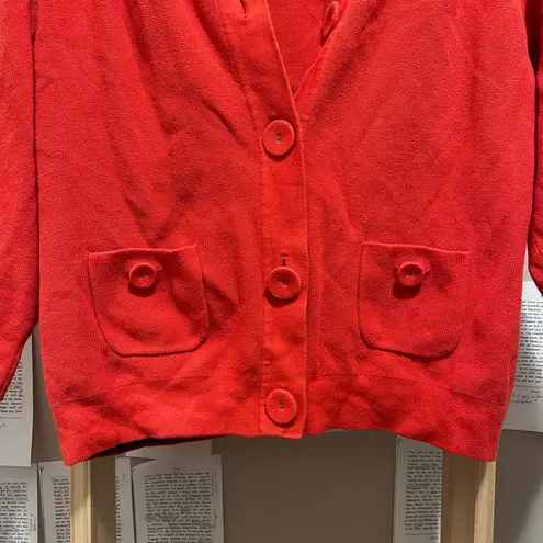 Buttons Red/Orange Cotton Cardigan with Big and Small Pockets