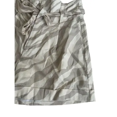 ANINE BING Beige Tan Zebra Print High Waist Belted Shorts Size 36 / US 6