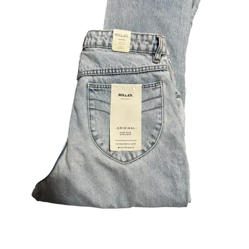 NWT Rolla’s High Rise Straight Jeans Light Wash Distressed Size 32/AU 14 Blue